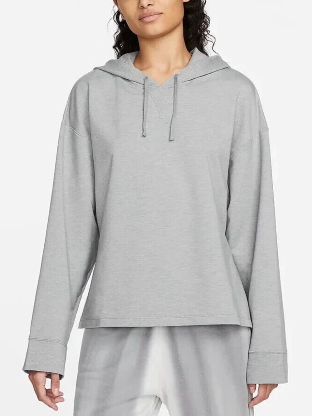 Nike Women's Yoga Dri-FIT Fleece Hoodie in Particle Gray (Size M)